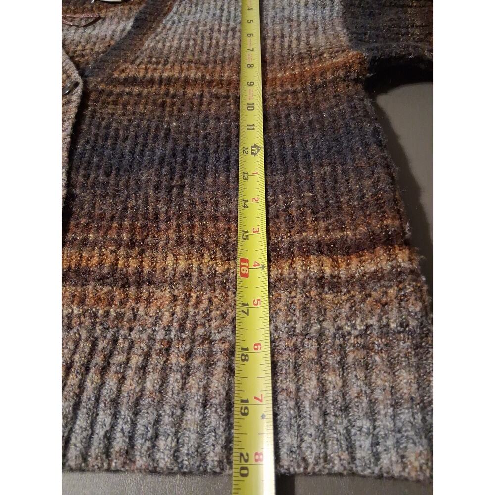 Christian Siriano Womens Small Brown Striped Fuzzy Knit Cardigan Boho Earthy - Picture 6 of 7